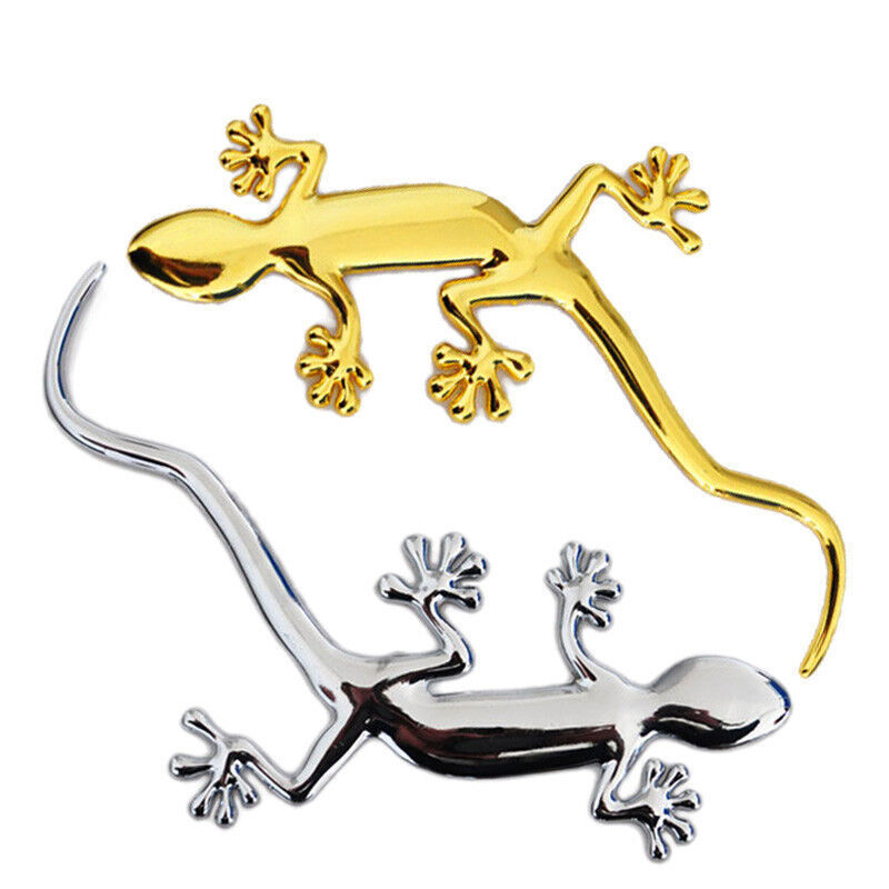 美克杰 車貼 汽車壁虎一對金銀 車用實(shí)心金屬鋅合金個(gè)性車貼 金色+銀色