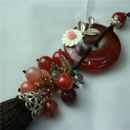 天然瑪瑙汽車掛件 帶花平安扣，打造精品汽車內(nèi)飾